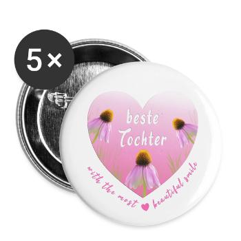 Meilleure fille - Lot de 5 petits badges (25 mm) - blanc - Devant