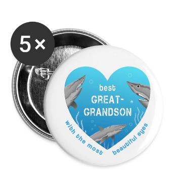 best great grandson - Buttons klein 25 mm (5er Pack) - Weiß - Vorne