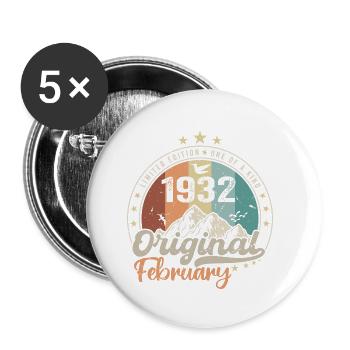 Legends born in February 1932 Gift 92 years - Buttons small 1''/25 mm (5-pack) - white - Front