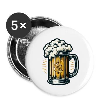 DRAUGHT BEER, DRINK, DRINK, PITCHER, MALT, HOPS - Buttons small 1''/25 mm (5-pack) - white - Front