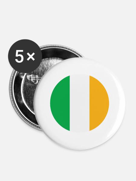 Irland - Buttons klein 25 mm (5er Pack) - Weiß