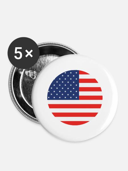 USA Amerika - Buttons klein 25 mm (5er Pack) - Weiß