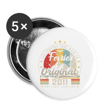 Februar 2011 Geschenk zum 13. Geburtstag Februar 2011 - Buttons klein 25 mm (5er Pack) - Weiß - Vorne