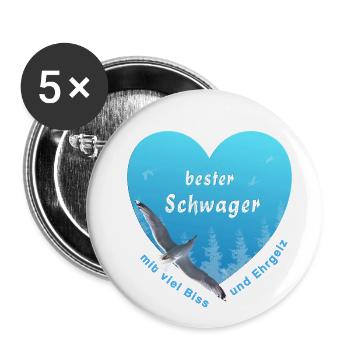 bester Schwager - Buttons klein 25 mm (5er Pack) - Weiß - Vorne