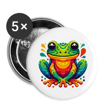 FROSCH KRÖTE UNKE LURCH SUMPF SEE FLUSS FARBENFROH - Buttons klein 25 mm (5er Pack) - Weiß - Vorne