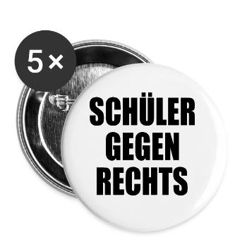 Schüler gegen rechts - Buttons klein 25 mm (5er Pack) - Weiß - Vorne