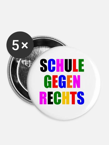 Schule gegen rechts - Buttons klein 25 mm (5er Pack) - Weiß