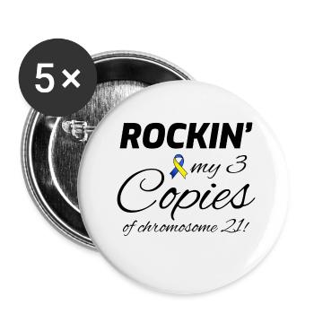 Down Syndrome Awareness Rockin' Chromosome 21 - Buttons small 1''/25 mm (5-pack) - white - Front