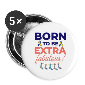 Down-Syndrom-Bewusstsein Extra fabelhaft - Buttons klein 25 mm (5er Pack) - Weiß - Vorne