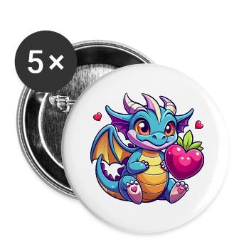 Dragon coloré - Lot de 5 petits badges (25 mm) - blanc - Devant