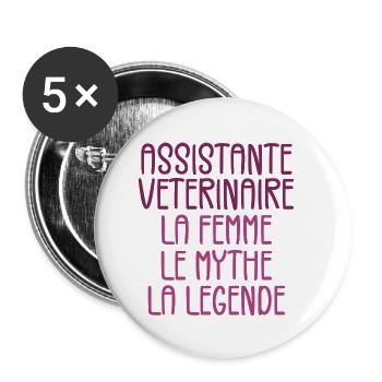 Veterinary Assistant - Buttons small 1''/25 mm (5-pack) - white - Front