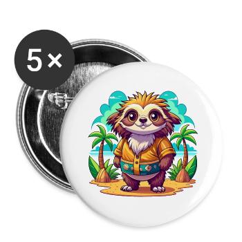 Süßes Urlaubsfaultier - Buttons klein 25 mm (5er Pack) - Weiß - Vorne