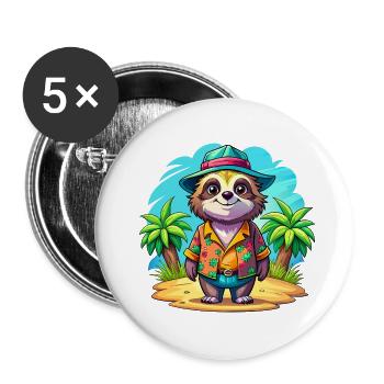 Süßes Urlaubsfaultier - Buttons klein 25 mm (5er Pack) - Weiß - Vorne
