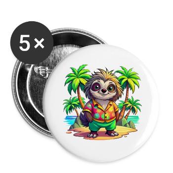 Süßes Urlaubsfaultier - Buttons klein 25 mm (5er Pack) - Weiß - Vorne