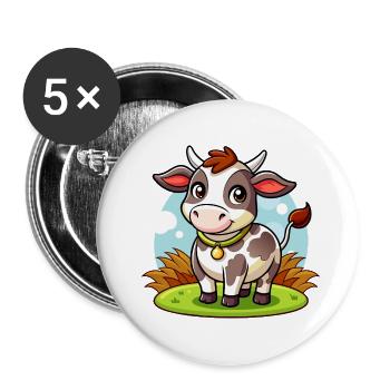 Drôle de vache - Lot de 5 petits badges (25 mm) - blanc - Devant