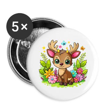 Cute Baby Moose - Buttons small 1''/25 mm (5-pack) - white - Front
