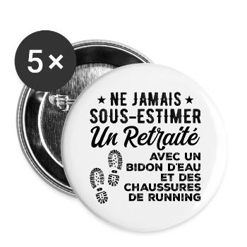 Humor Running Retreat - Buttons small 1''/25 mm (5-pack) - white - Front