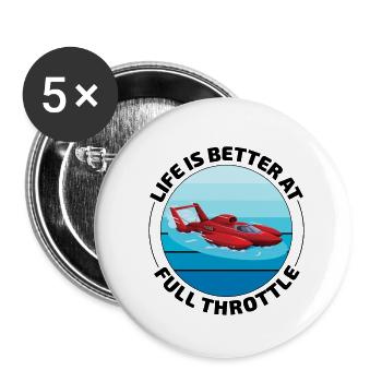Plaisir à plein régime : les courses d’hydroplanes rient - Lot de 5 petits badges (25 mm) - blanc - Devant