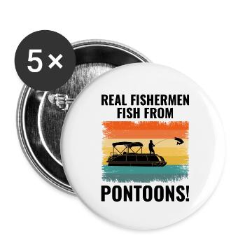 Pontoon Boat Boating Pontooning Fishing Retro - Buttons small 1''/25 mm (5-pack) - white - Front