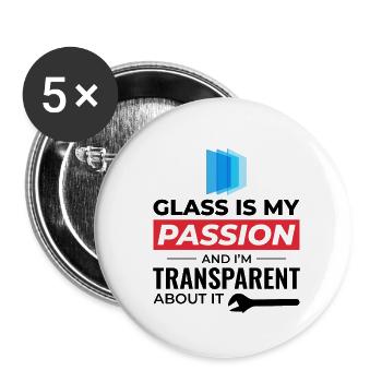 Verglaser Fenster Glasbeschlag Monteur Glasarbeiten - Buttons klein 25 mm (5er Pack) - Weiß - Vorne