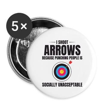 Tir à l’arc Cibles Archer Bullseye Tir Sport - Lot de 5 petits badges (25 mm) - blanc - Devant