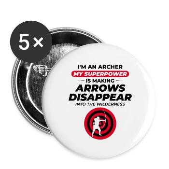 Tir à l’arc Cibles Archer Bullseye Tir Sport - Lot de 5 petits badges (25 mm) - blanc - Devant