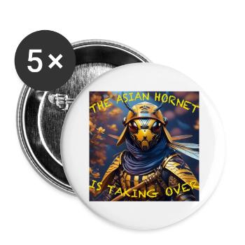 Le frelon asiatique prend le relais - Lot de 5 petits badges (25 mm) - blanc - Devant