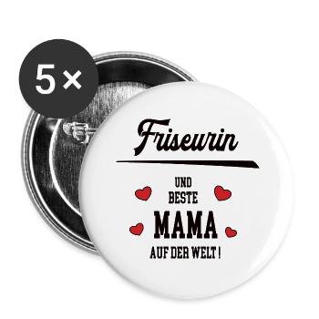 Beste Mama Friseurin Muttertag Geburtstag Mutter - Buttons klein 25 mm (5er Pack) - Weiß - Vorne
