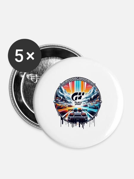 Play GT - Buttons klein 25 mm (5er Pack) - Weiß