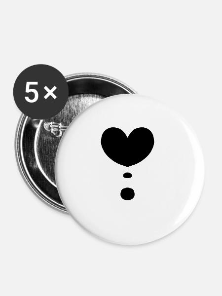 Herz Form Liebe Symbol - Buttons klein 25 mm (5er Pack) - Weiß