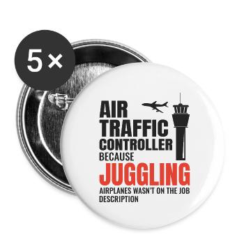 Contrôleur de la circulation aérienne ATC Aviation Humour Avion - Lot de 5 petits badges (25 mm) - blanc - Devant