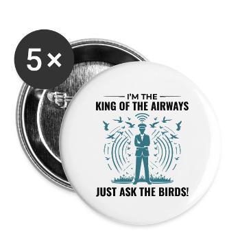 Contrôleur de la circulation aérienne ATC Aviation Humour Avion - Lot de 5 petits badges (25 mm) - blanc - Devant