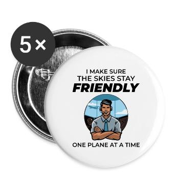 Air Traffic Controller ATC Aviation Humor Airplane - Buttons small 1''/25 mm (5-pack) - white - Front