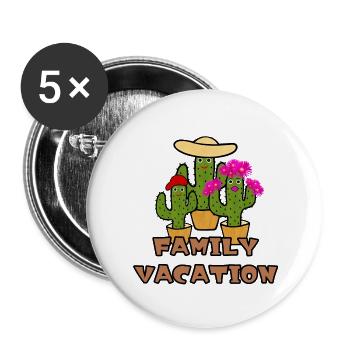 Grüne Kakteen - Buttons klein 25 mm (5er Pack) - Weiß - Vorne