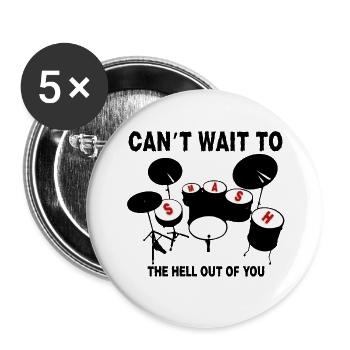 Can’t wait to smash my drums - Buttons small 1''/25 mm (5-pack) - white - Front