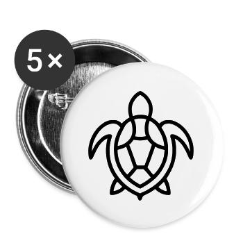 Minimalistisches Turtle Icon - verschiedene Farben - Buttons klein 25 mm (5er Pack) - Weiß - Vorne