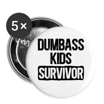 Humour Famille Enfants Maman Papa - Lot de 5 petits badges (25 mm) - blanc - Devant