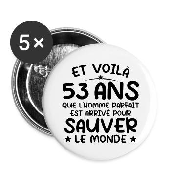 53 Jahre altes Geburtstagsgeschenk 53 Jahre alte Männer - Buttons klein 25 mm (5er Pack) - Weiß - Vorne