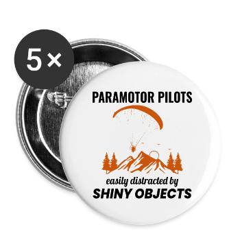 Pilote de paramoteur Paramoteur Parapente motorisé - Lot de 5 petits badges (25 mm) - blanc - Devant