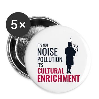 Bagpipe Player Instrument Scottish Scotland Music - Buttons small 1''/25 mm (5-pack) - white - Front