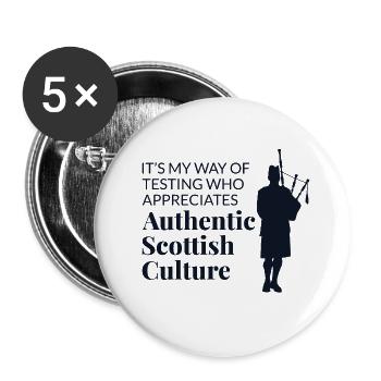 Bagpipe Player Instrument Scottish Scotland Music - Buttons small 1''/25 mm (5-pack) - white - Front