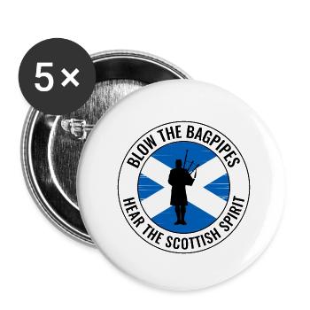 Bagpipe Player Instrument Scottish Scotland Music - Buttons small 1''/25 mm (5-pack) - white - Front