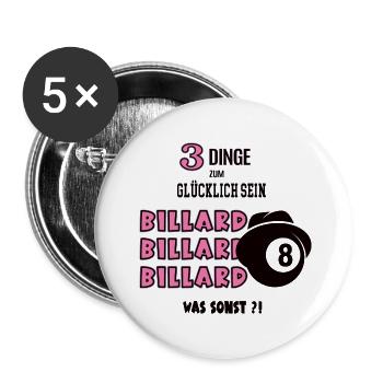 Billard Spielerin Billardspiel Billarderin Snooker - Buttons klein 25 mm (5er Pack) - Weiß - Vorne
