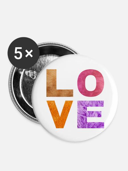 L O V E - Buttons klein 25 mm (5er Pack) - Weiß