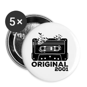 Year of birth 2001 Cassette 2001 Birthday 2001 - Buttons small 1''/25 mm (5-pack) - white - Front