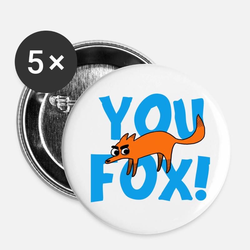 Du Fuchs - Buttons klein 25 mm (5er Pack) - Weiß