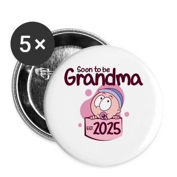 Promoted to Grandma 2025 Soon to be Granny - Buttons small 1''/25 mm (5-pack) - white - Front