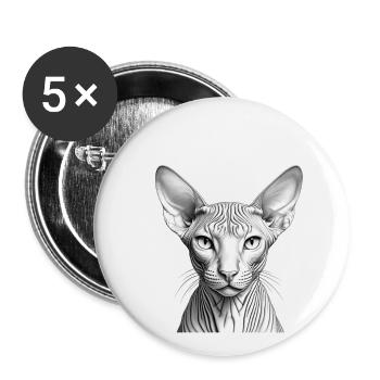 Chat sphynx cool - Lot de 5 petits badges (25 mm) - blanc - Devant