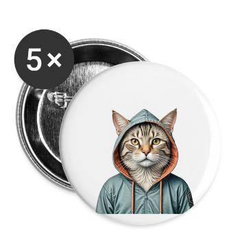 Cat wearing a jacket - Buttons small 1''/25 mm (5-pack) - white - Front