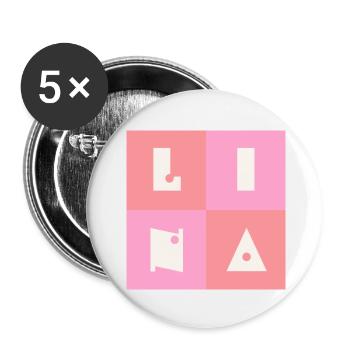 Lina Babyname Mädchenname pink - Buttons klein 25 mm (5er Pack) - Weiß - Vorne